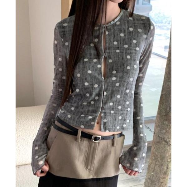 tシャツ Gray dot cardigan slim tops レディース