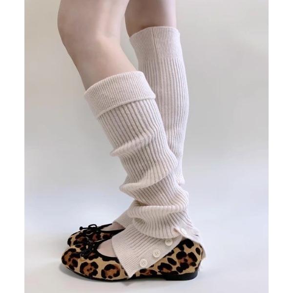 レッグウォーマー ルーズボタンスリットレッグウォーマー レディース