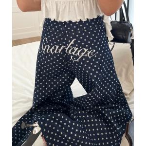 ジーンズ デニム デニムパンツ ドット柄バレルレッグパンツ レディース