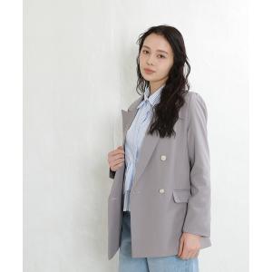 ジャケット テーラードジャケット クリアボタン ダブルジャケット レディース