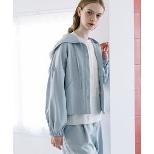 ブルゾン アウター コットンリネンサージフーディブルゾン レディース