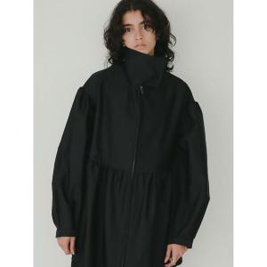 ブルゾン アウター ペプラムギャザーハーフコート レディース