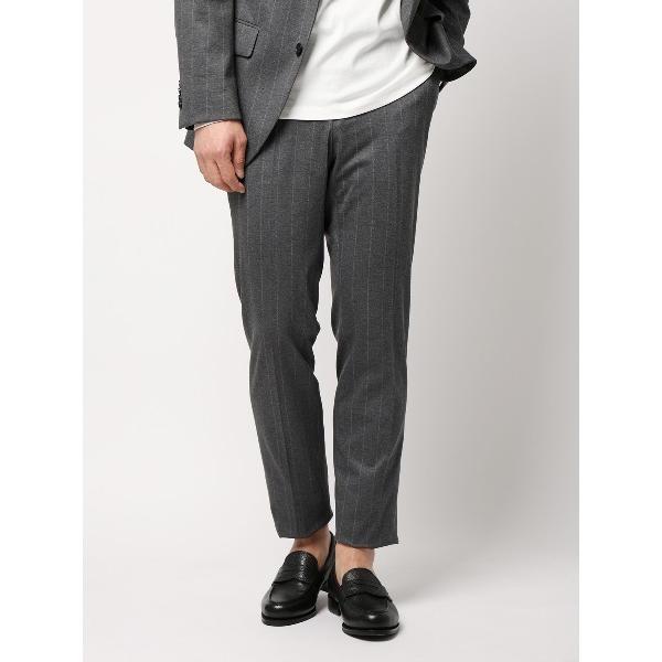 スラックス SMACTIVE テーパードパンツ ウォッシャブル ストレッチ TRジャージー ストライ...