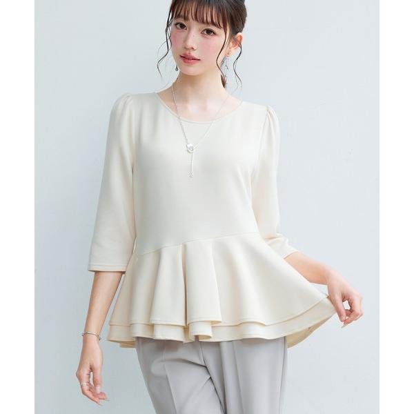 tシャツ レーディス カットソー トップス ギャザースリーブ ペプラム 通勤 きれいめ 上品 レディ...