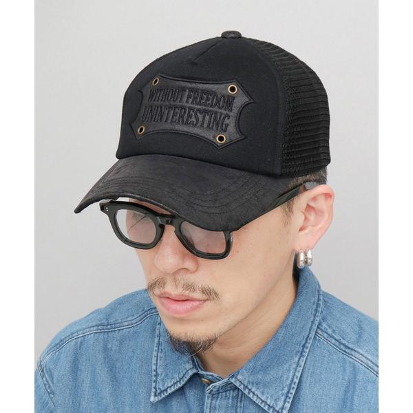 キャップ 帽子 ヴィンテージレザー調 プレート ウレタンメッシュキャップ メンズ レディース