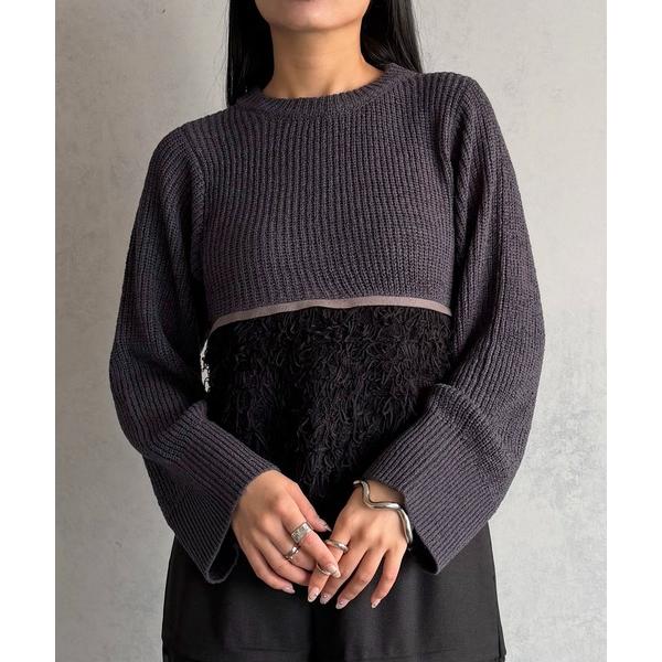 サマーニット ニット セーター 「＆ｇ'aime 」ループ編み配色ニット Color-Block L...