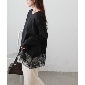 tシャツ 裾レースイレヘムTシャツ レディース