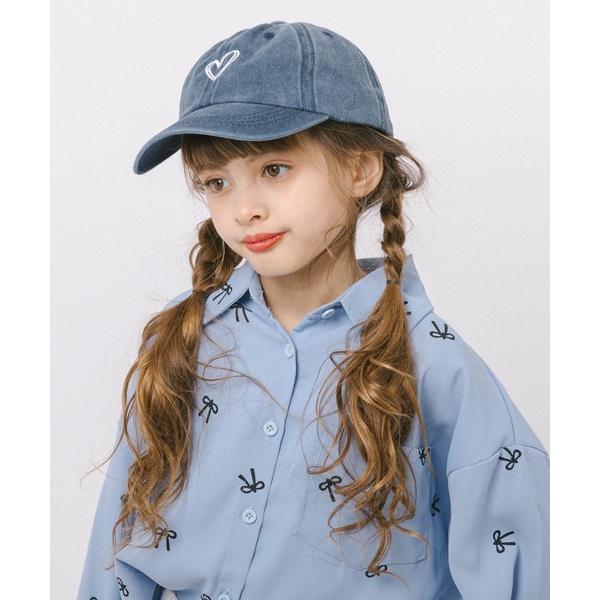 キャップ 帽子 ワンポイントハートデザインデニムキャップ キッズ 子供 女の子