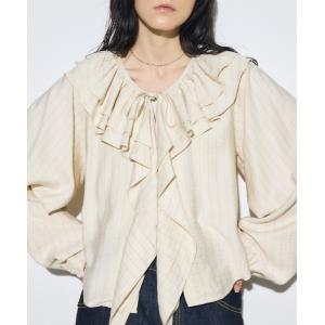 ブラウス シャツ ラッフルロングスリーブブラウス レディース