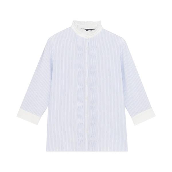 ブラウス シャツ COFREX スタンドフリル クレリック ひねりピンタック ブラウス 七分袖 レデ...