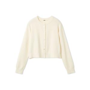 カーディガン シェル釦デザインクロップドニットカーディガン レディース