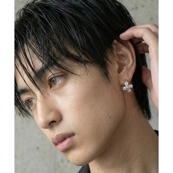 ピアス 「IZU」 十字架 フープピアス ジルコニア クロス シルバー メンズ 韓国 エレガント メ...