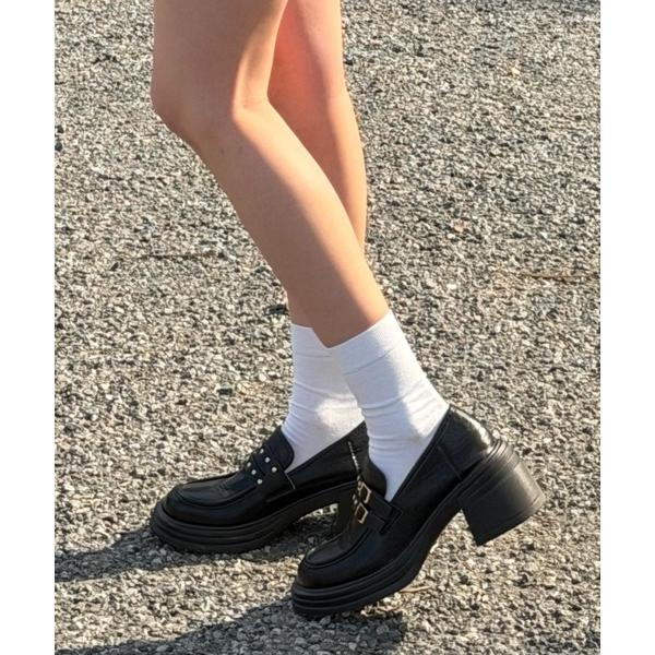 ローファー ダブルベルト厚底ローファー レディース