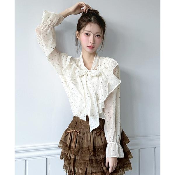 ブラウス シャツ 「着用動画あり・選べる柄！」フリルリボンブラウス/2026 SS COLLECTI...