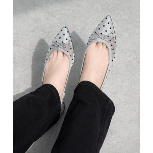 バレエシューズ パンプス ポインテッドトゥ ドットチュール バレエシューズ