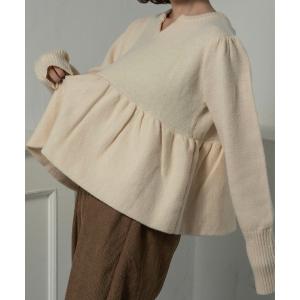 ニット セーター 2way balloon flare key neck knit / 2wayバルーンフレアキーネックニット レディース