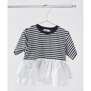 tシャツ ガールズ ペプラム ドッキング ボーダーTシャツ キッズ 子供服 女の子