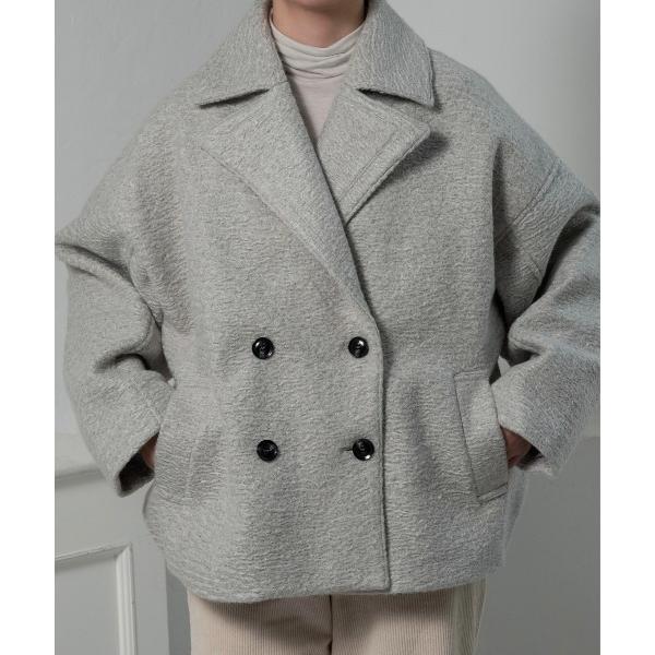 コート アウター point collar double button cocoon midi co...