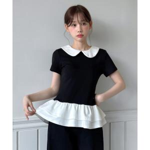 tシャツ 「by muni:r LOGO」カラーフリルペプラムTシャツ/2026 SS COLLECTION レディース