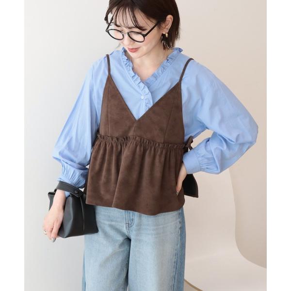 ベスト ジレ レザーライクビスチェ レディース