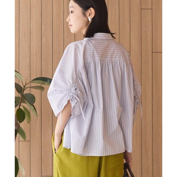ブラウス シャツ 「WEB限定」「接触冷感・UVカット」ギャザーリボンスリーブ半袖シャツ レディース