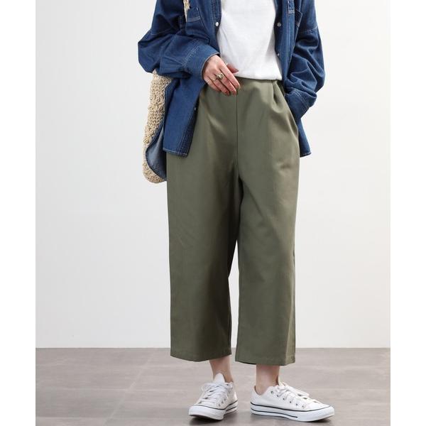 パンツ 3/4three quarter　all of me　ムラ糸ヘリンボンタックストレートパンツ...