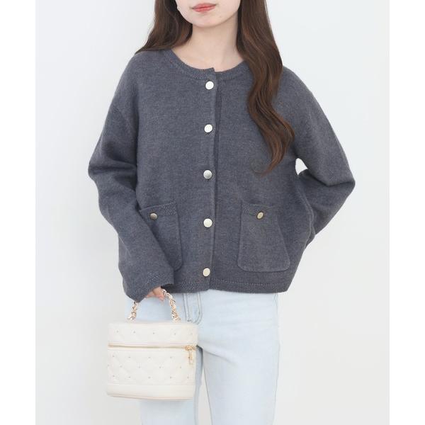 カーディガン BONLEA　ゴールドボタンニットカーディガン レディース