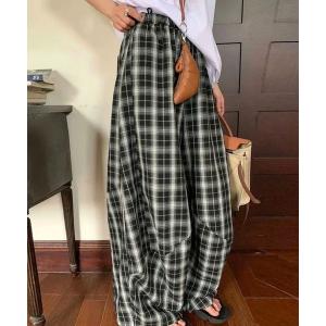 パンツ 「CANVAS＋」チェック柄ワイドルーズパンツ レディース メンズ