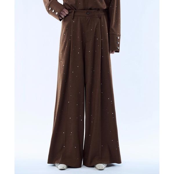 パンツ Rhinestone detail wide straight pants / ラインストー...