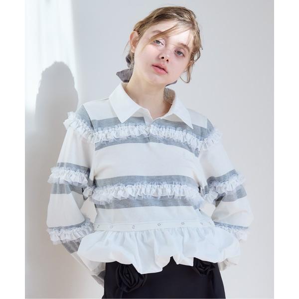 tシャツ Balloon hem rugby shirt レディース