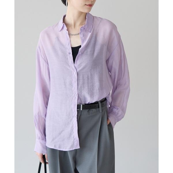 ブラウス シャツ ボリュームスリーブ　シアーシャツ レディース