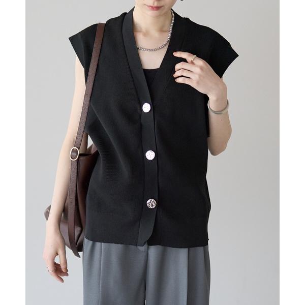 ベスト ジレ メタルボタン　ニットベスト レディース