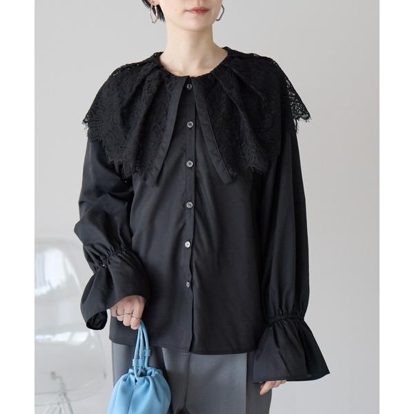 ブラウス シャツ キャンディスリーブ　レース衿ブラウス レディース