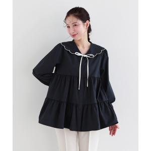 ブラウス シャツ スカラップセーラーカラーブラウス レディース