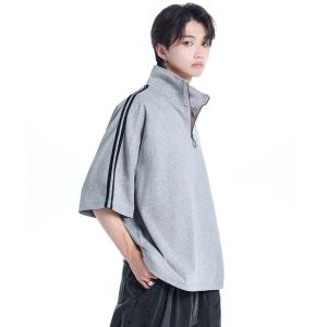 tシャツ Over Size Line Sleeve Half-Zip Tee / オーバーサイズ ラインスリーブ ハーフジップT メンズ レディース