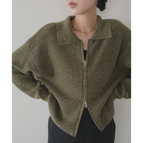 「LIAN」 ニットカーディガン FREE カーキ レディース
