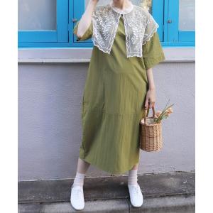 「haupia」 半袖ワンピース MEDIUM オリーブ レディース