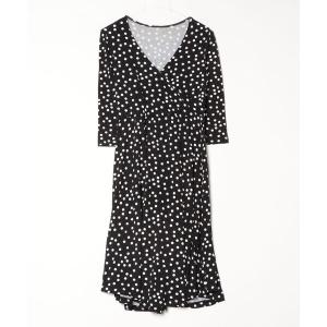 「asos」 ドット柄7分袖ワンピース 36 ブラック レディース