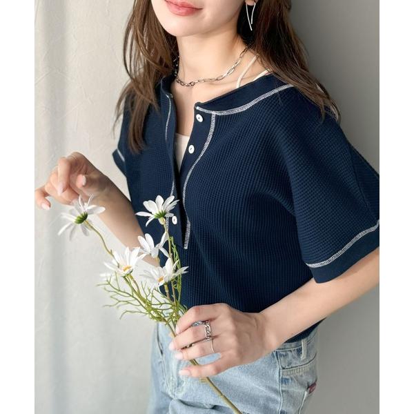 「Java」 半袖カットソー LARGE ネイビー レディース