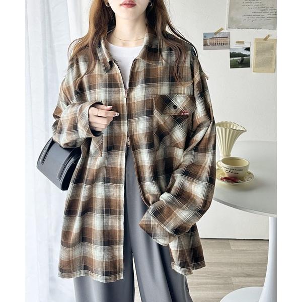 「Java」 長袖シャツ LARGE ブラウン レディース