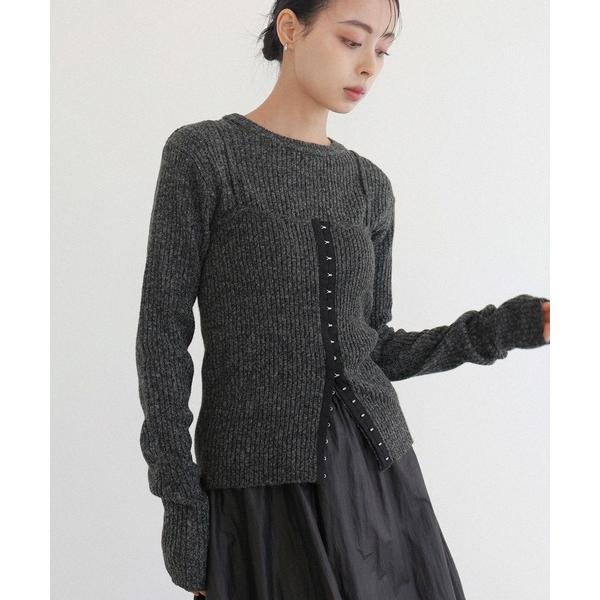 「LIAN」 ニットアンサンブル FREE チャコールグレー レディース