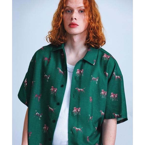シャツ Revo. ヴィンテージライク アニマルパターン ボックス セミオープンカラーシャツ 半袖 ...
