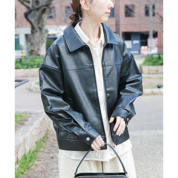 ブルゾン アウター フェイクレザーZIPUPブルゾン レディース