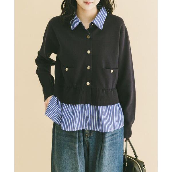 ニット セーター シャツレイヤーニットカーディガン レディース