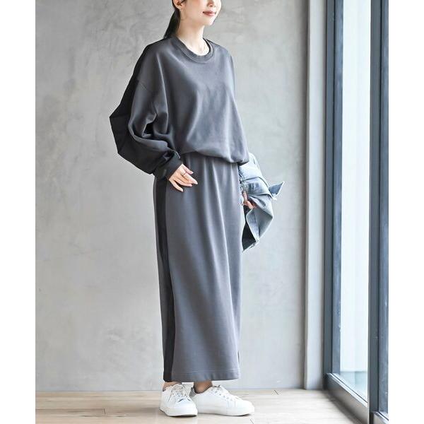 セットアップ 布帛切替裏毛プルオーバー×スカートセットアップ レディース