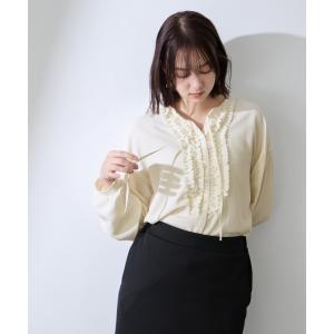 ブラウス シャツ ストレッチジョーゼットミニフリルブラウス「手洗い可能」 レディース