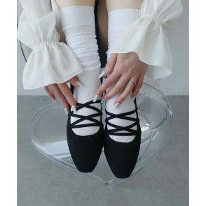 パンプス レースアップニットバレーシューズ