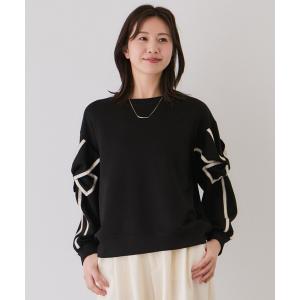 トレーナー スウェット 袖リボンプルオーバー レディース