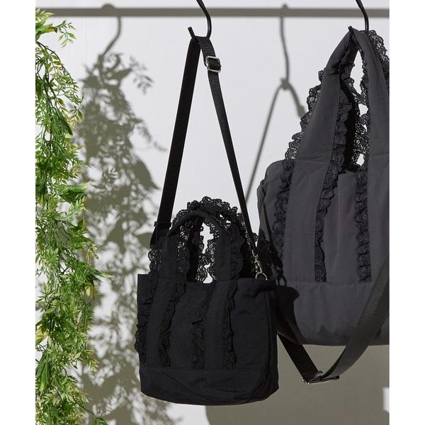 トートバッグ 「SALON de RUBAN / サロン ド ルヴァン」 レース付き2wayトートバ...
