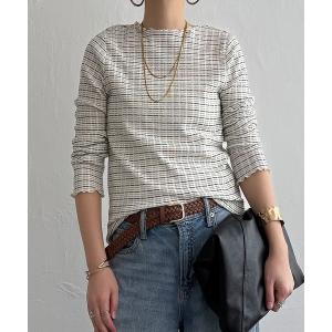 tシャツ 「着やせ効果抜群」楊柳ランダムボーダーロンT レディース